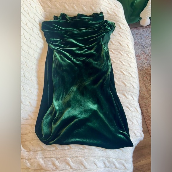 Reformation Elvie Velvet Dress In Forest, brand new, never worn, no flaws. - Picture 15 of 16